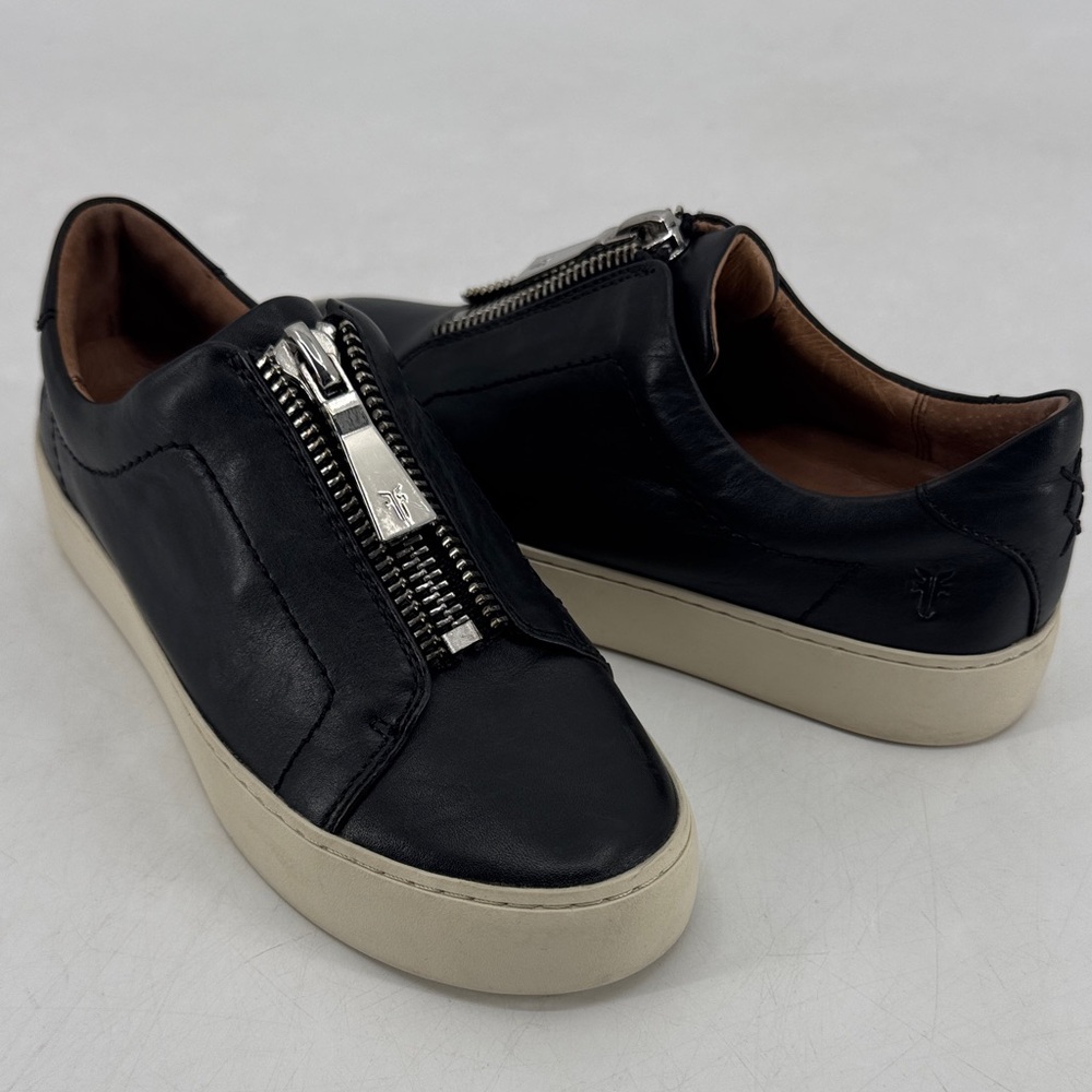 Frye Lena Genuine Leather Zippered Slip On Platform Sneakers Size 5.5